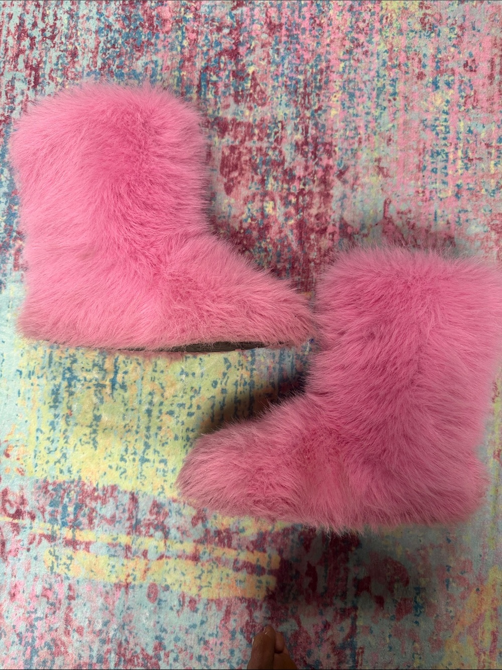 Wild Diva Pink Faux Fur Plush Booties for Women